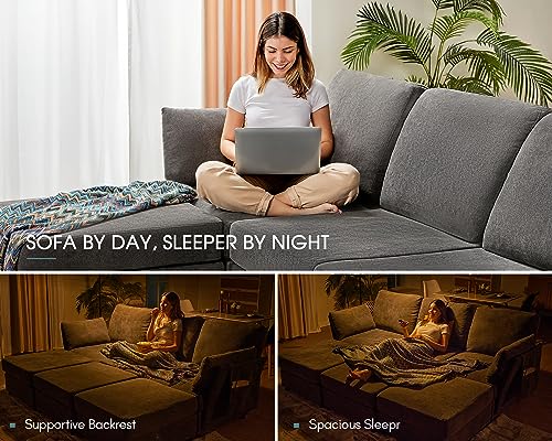 image for VanAcc 124 Inches Modular Sectional Sofa, 6 Seats U Shaped Sofa with C