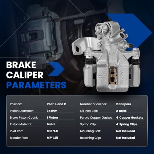 Image of Rear Brake Caliper Assembly Replaces for 19B3298 19B3299, Compatible with Honda Civic 2006-2015, Acura ILX 2013-2018, CSX 2006-2011