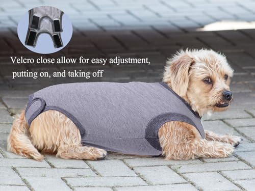 Image of Dog Surgical Recovery Suit, After Spay Abdominal Wounds Post Surgical Suit for Dogs Female Male Dog Onesies, Anti Licking Breathable Dog Shirt