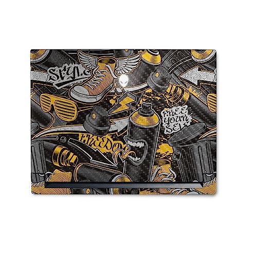 Image of MightySkins Carbon Fiber Skin Compatible With Alienware M18 R1 (2023) Full Wrap Kit - Yellow Hip Hop | Protective, Durable Textured Carbon Fiber Finish | Easy To Apply & Change Style | Made in the USA