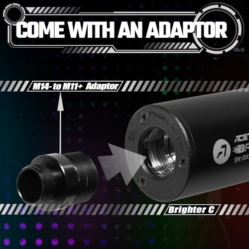 Image of Tracer Unit Brighter C for Airsoft Green Gel BB Glow in the Dark Unique | 14mm CCW Compact Tracer with M14- to M11+ Adaptor for Glow in the Dark BB