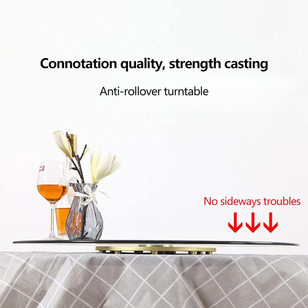 Aluminum Lazy Susan Turntable Bearing Tempered Glass 352 Lbs Quiet Heavy Load Round Rotating Swivel Plate for TV Rotating Stand Dining Table Charcuterie Board 23.6~39.3 Inches (Silver 60cm/23.6 Inch
