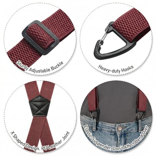 Image of SUNEZLGO Suspenders for Men Heavy Duty, X Back Hidden Suspender 1.5 inch Under Clothing, Adjustable Work Suspenders for Men Women