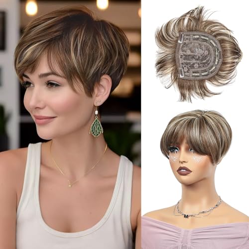 PHOCAS Short Hair Toppers Hairpieces For Women with Thinning Hair
