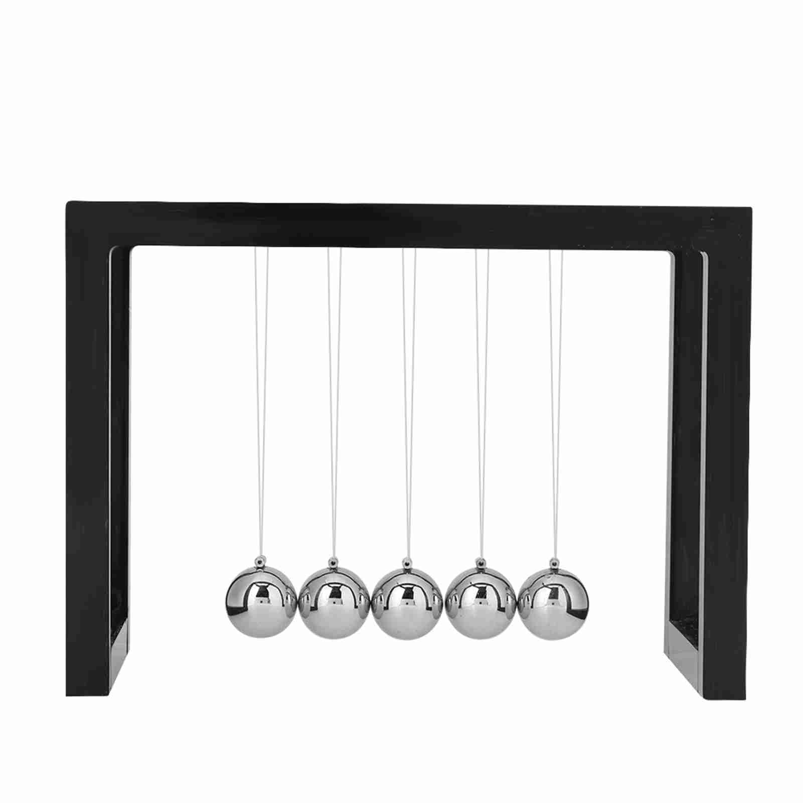 Newtons Cradle Balance Balls Relieve Stress Desk Educational Decoration Z-Shaped Newton Pendulum for Your Desk(Black)