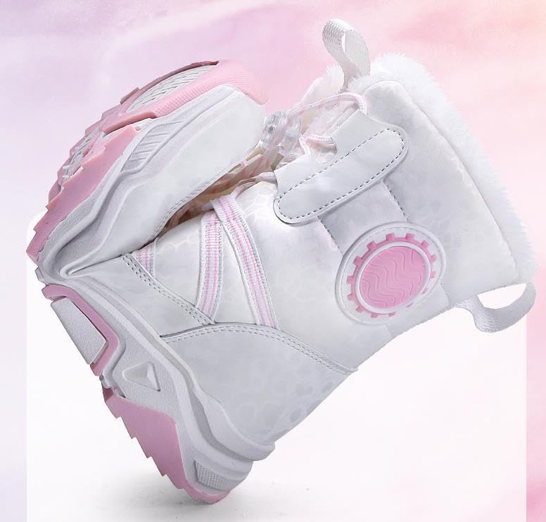 Boys/Girls Thickened Warm Snow Boots Insulated Faux Fur Lined Water-Resistant Non-Slip Winter Outdoor Hiking Boots with Drawstring Medium boots3