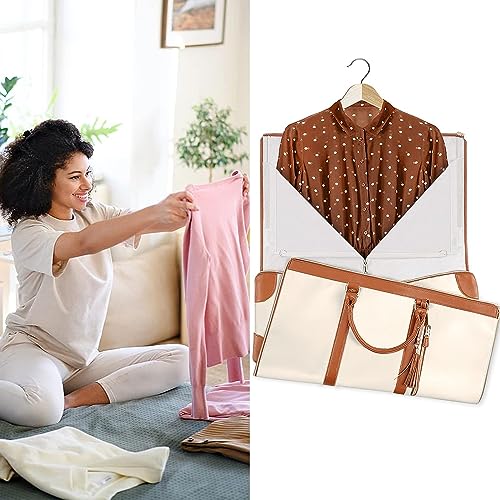 House of Quirk Garment Bags for Travel, Convertible Carry on Garment Bag Large Duffle Bags for Women, 2 in 1 Hanging Suitcase Suit Water Resistant Duffel Travel Bags with Shoe Pouch (Beige) 6 51RlJ5Y7dFL