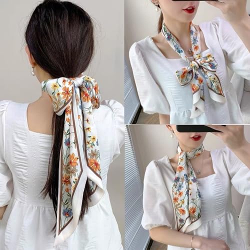 Image of Head Hair Scarf for Women,Silky Long Headscarf Purse Bag Scarfs for Handbag Fashion Satin Neck Scarves Accessories