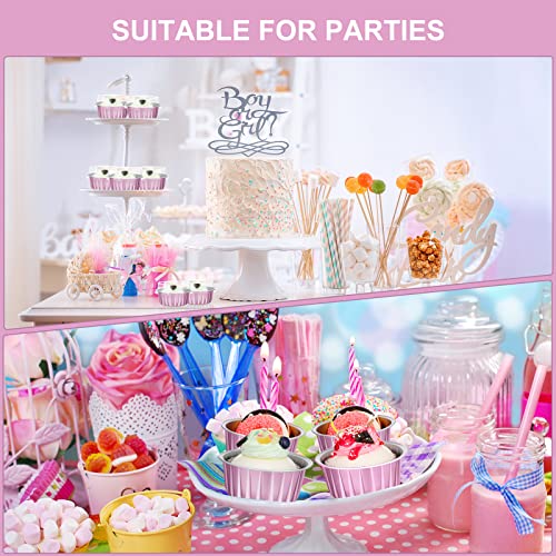 Gandeer 200 Pack Aluminum Foil Cupcake Baking Cups 5Oz Cupcake Liners Dessert Cups With Lids Disposable Cupcake Cups Mini Cake Containers Flan Molds Tin Mini Muffin Liners For Wedding Birthday (Pink) #TOP5