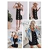 AlvaQ-Women-Summer-Spaghetti-Strap-Button-Down-V-Neck-Sleeveless-Casual-Mini-Dress AlvaQ Women V Neck Spaghetti Strap Tunic Short Dress Loose Button Down A Line Swing Mini Dresses Black Large