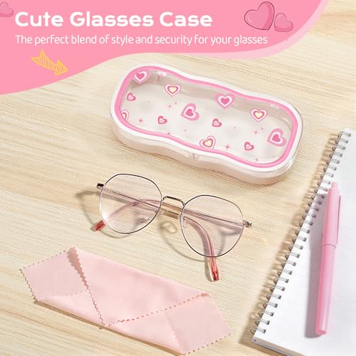 Image of MoKo Glasses Case Hard Shell, Cute Eyeglass Case for Reading Glasses, Clear Eyeglasses Case for Women Girls