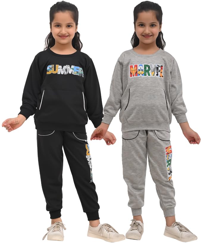 Image of Kids Girls Winter Sweatshirt with Pyjama Set for Girls and Boys | Pack of 2