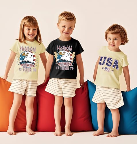 Image of JNC Kids 4th of July Shirt Boys /Girls American Flag T-Shirt Toddler Patriotic Tops Tee Independence Day Clothes 2025
