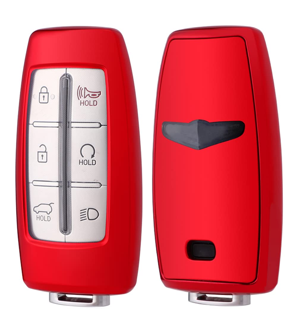 TPU Protector Key Fob Cover Case fit for Hyundai Genesis G70, G80, G90 GV70 GV80 GV90 Keyless Entry Key Fob (Red)