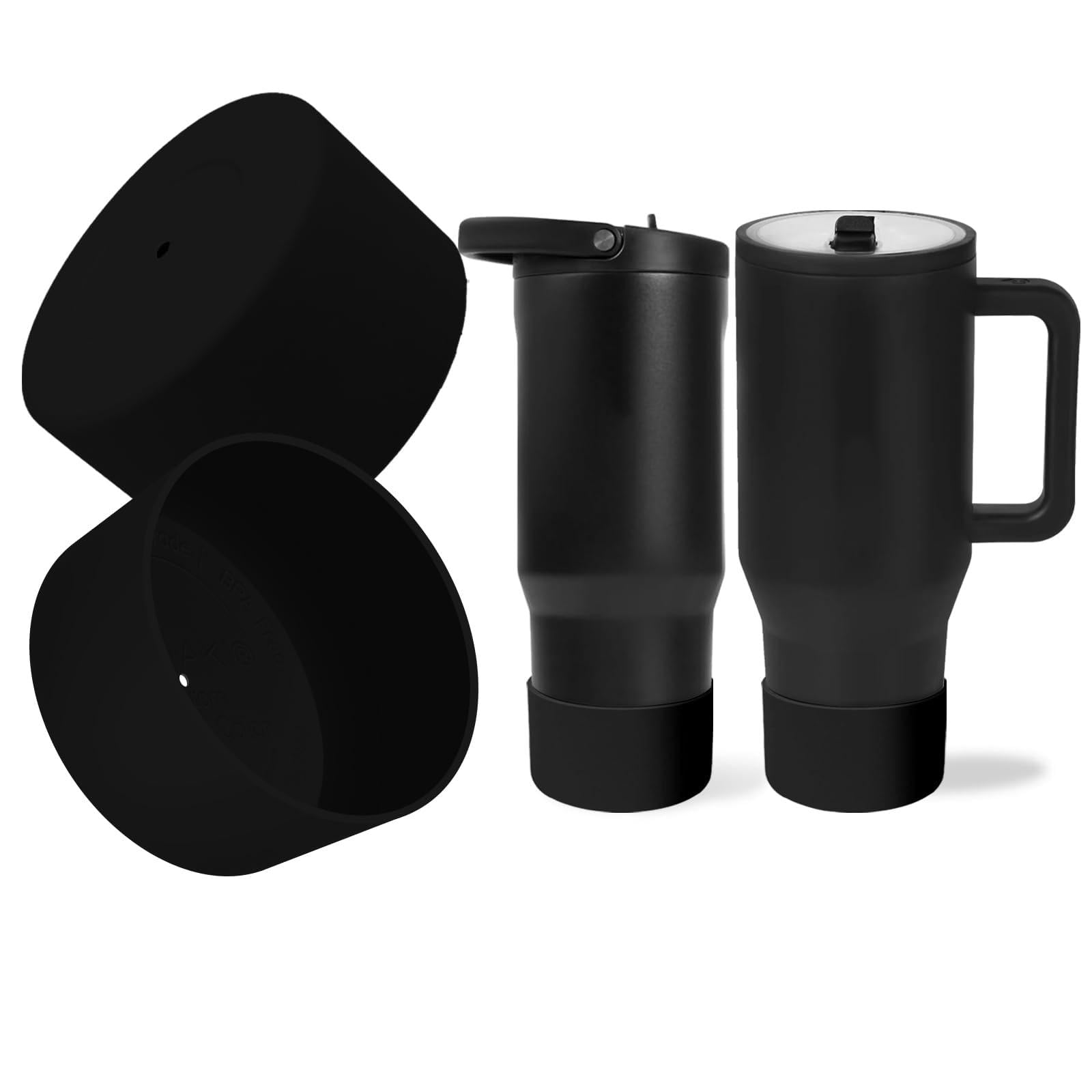 Kaitiaki 2PCS Silicone Boot for HydroJug Traveler & Sport 40 oz, Protective Anti-Slip Bottom Sleeve for Hydrojug Stainless Steel Tumbler, Water Bottle Rubber Base Accessories, BPA-Free(Black)