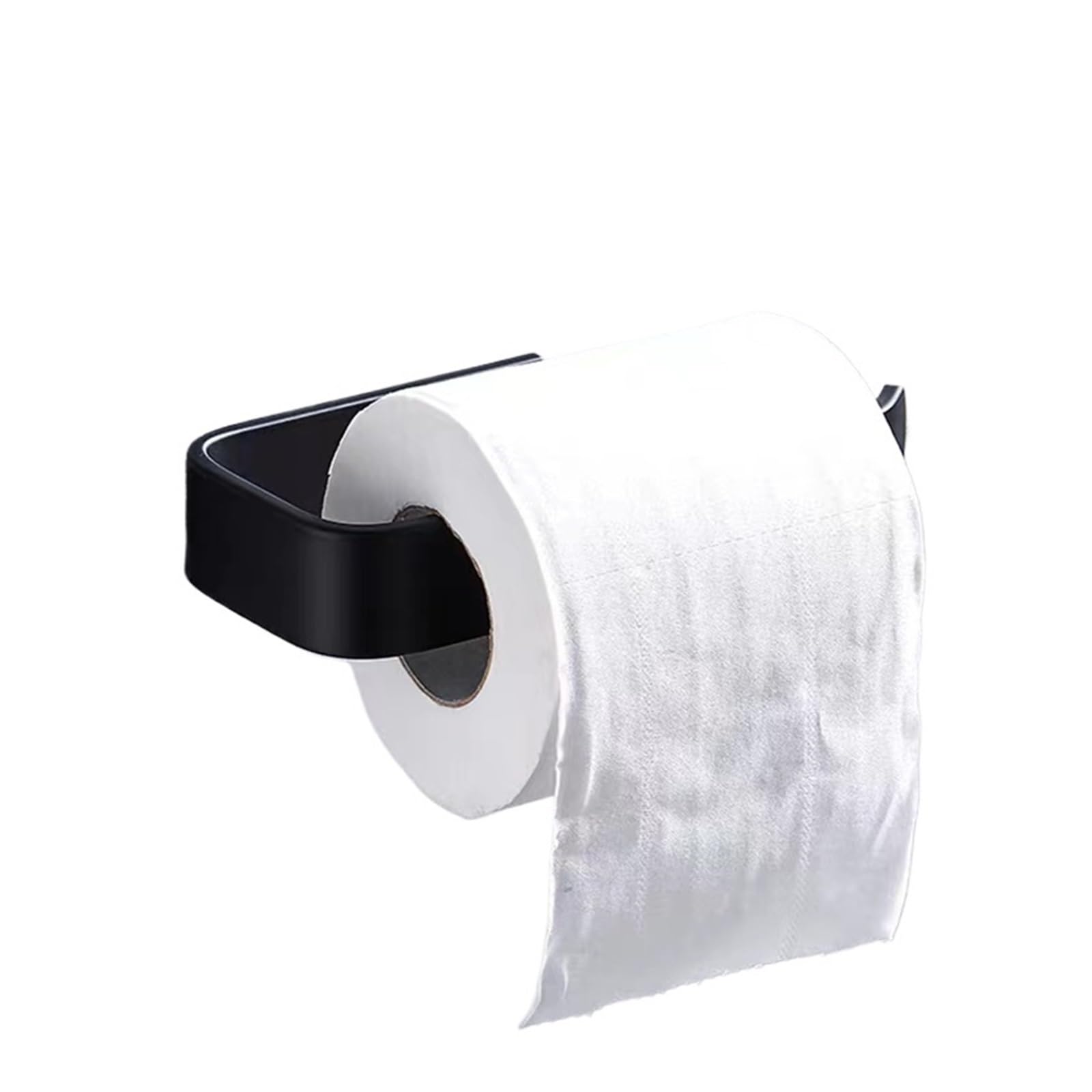 Roll Holder Kitchen Paper Towel Holder Adhesive Tissue Hanger Toilet Roll Dispenser Cabinet Storage Napkin Rack Bathroom Accessories(Short black)