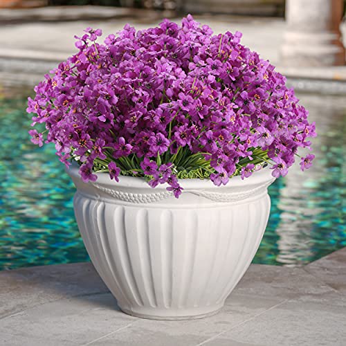 Satefello 20 Bundles Outdoor Artificial Flowers, Uv Resistant Fake Flower With Plastic Plants Faux Silk Flower For Outside Front Porch Hanging Planter Decoration(Purple) #TOP2