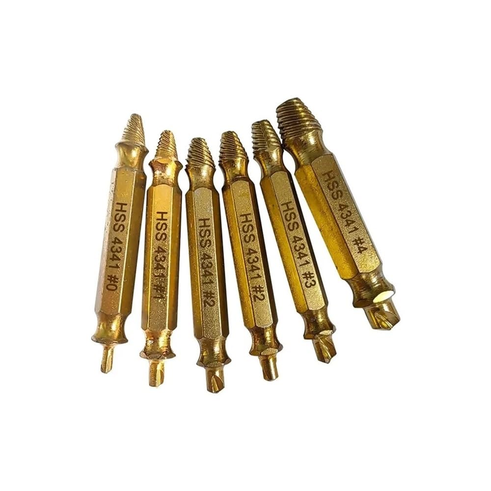 Ruxyoie 6Pcs-Golden Set 4-6Pcs 51Mm Hss Double Head Screw Extractor Set