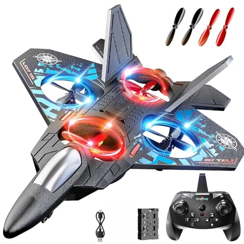 Image of Toysmenia Foam Remote Control Airplanes Rc Planes for Kids Adults 4-8, Remote Control Planes Fighter Jet with Light, 360 Flip Fighter Jet Toy, Gravity Sensing, Stunt Roll, Gifts