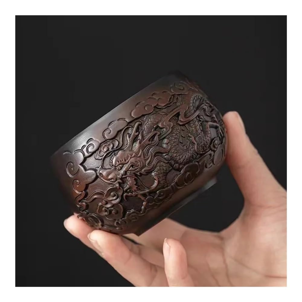 Taza de té de cerámica morada tallada a mano para el hogar, Daily Master, juego de té de Kung Fu de cerámica china (200 ml)