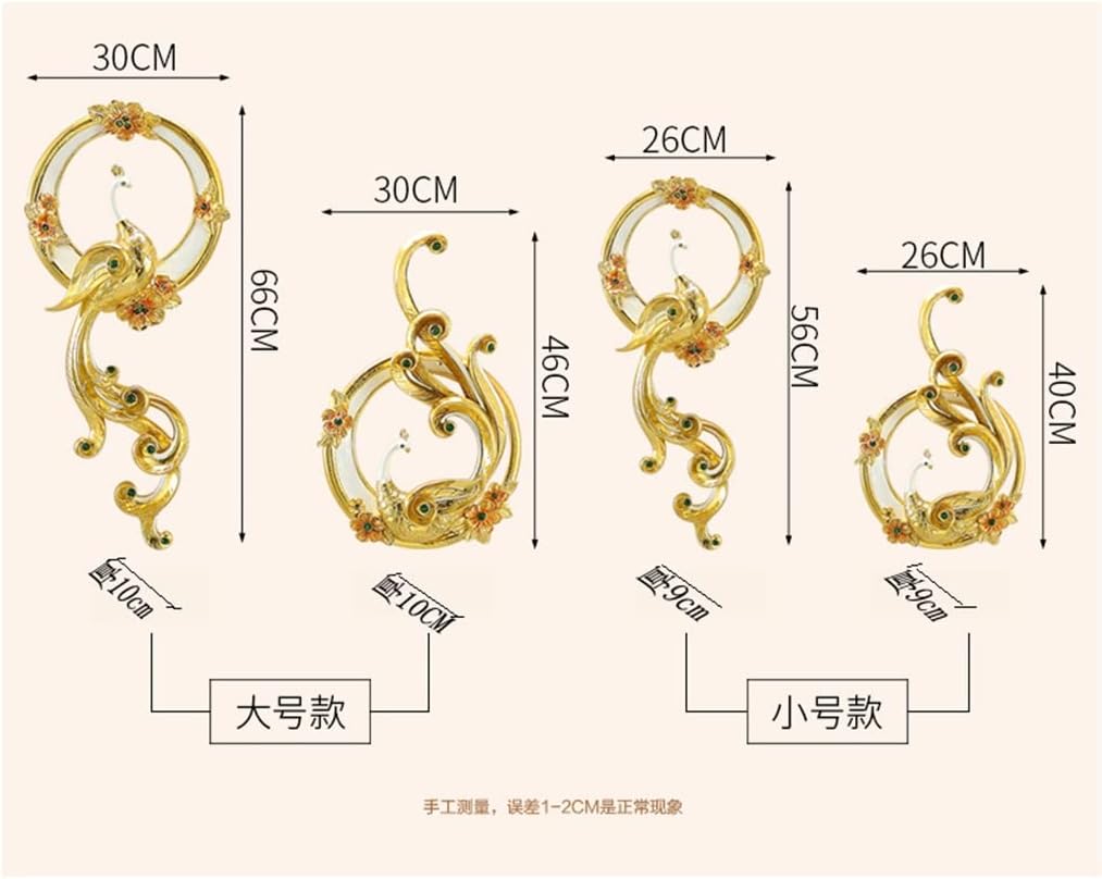 1 Pair of Golden Phoenix Wall Decoration Wall Decoration European Home Wall Three-Dimensional Wall Decoration(L)