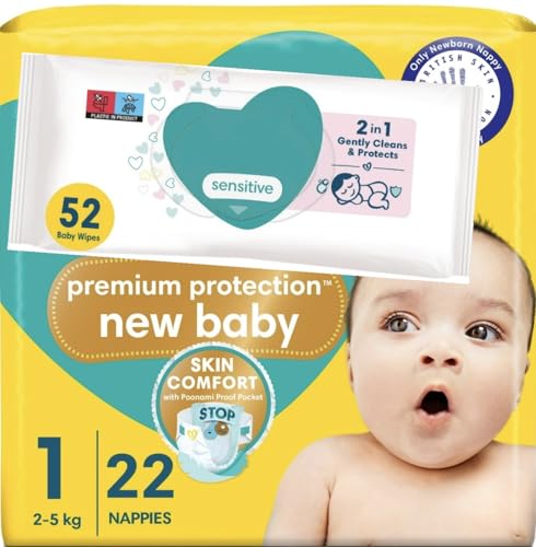 Newborn Essentials Bundle Consists Baby Size 1 Nappies Carry Pack x22 with Baby Wipes 52 Pack Newborn Essentials Bundle Consists Baby Size 1 Nappies Carry Pack x22 with Baby Wipes 52 Pack