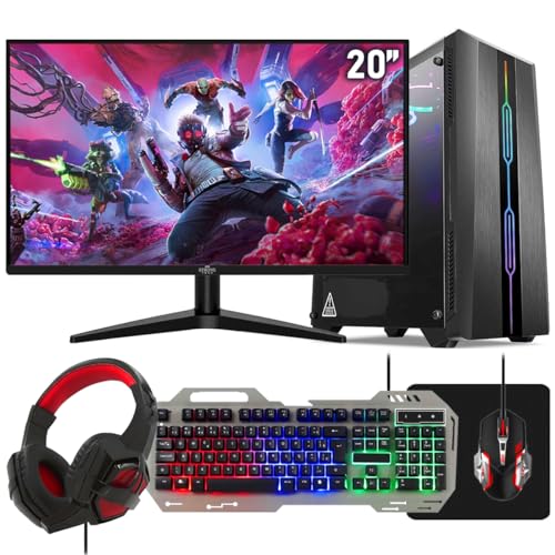 Computador Pc Gamer Completo RGB Intel Core i5 8GB SSD 512GB Kit Gamer Com Headset Monitor 20'...