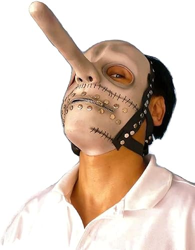 Miniatura 10 de Chris Fehn - Máscara de látex con cremallera y nariz larga, para disfraz de Halloween
