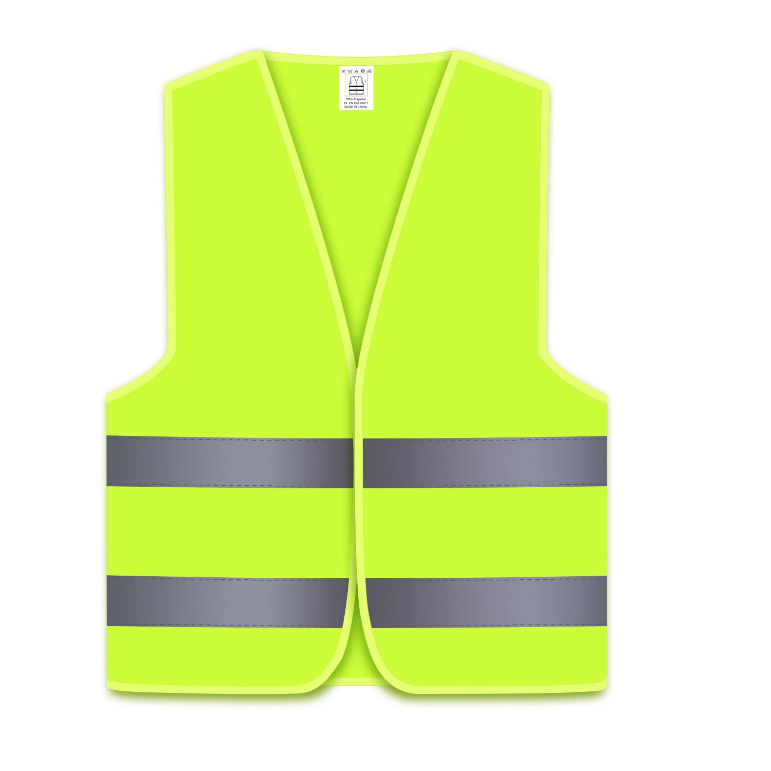 OyayubiHi Vis Vests, High Visibility Jackets Standard Size, Hi-vis Reflective Safety Vest for Men, Women, Neon Yellow/Green Colour, for Traffic Work, Construction, Running, Security, Guard, Unisex