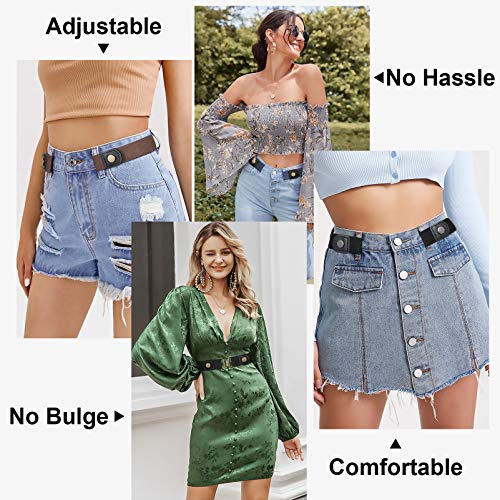 Image of 4 Pieces No Buckle Elastic Stretch Belts for Men Women, Comfortable Buckle Free Invisible Belts for Jeans Pants