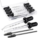 Teenitor 10pcs Eye Dropper 8pcs Glass Pipettes Dropper and 2pcs Cleaning Tool, Droppers for Oils Bent and Straight Tips, 1ml Dropper for Liquid Essential Oils, Ear, Eye, Craft, Measuring