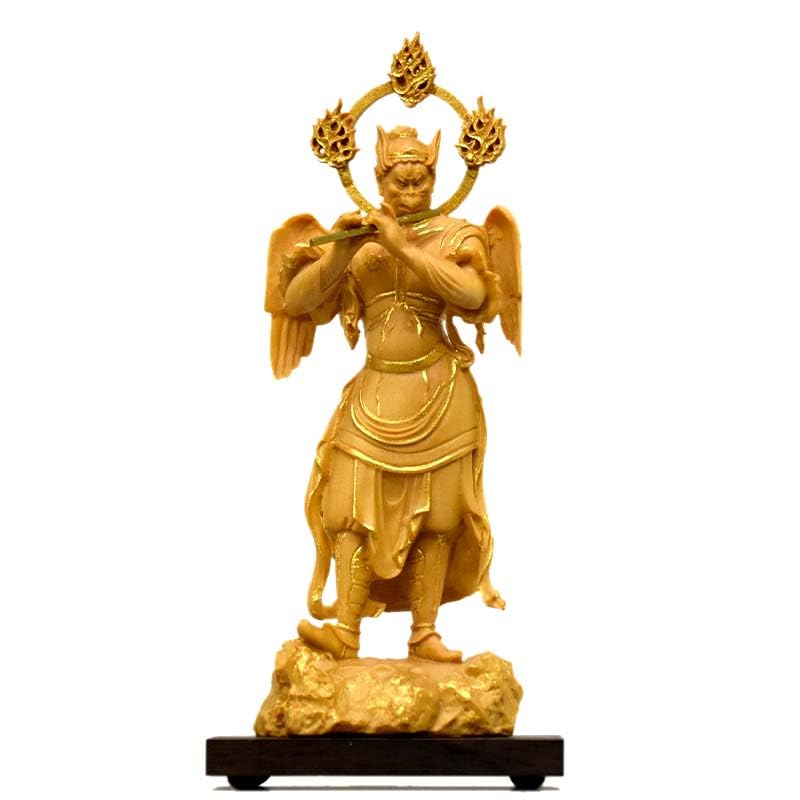 Amazon｜海宇工芸(kaiu art) 木彫仏像 【小仏】│迦楼羅王│柘植│金泥