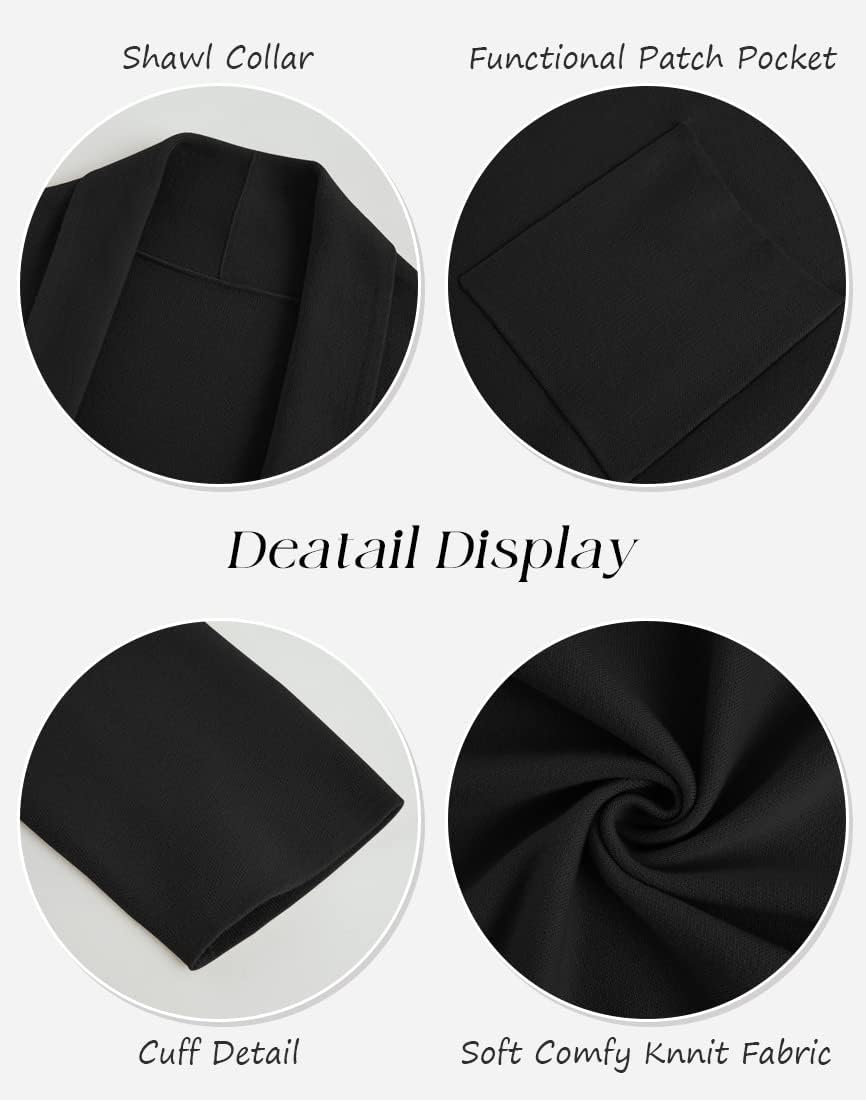 Womens Long Sleeve Maxi Cardigan Open Front Oversized Knitted Sweater Coat Casual Lapel Warm Overcoat with Pockets - Image 5