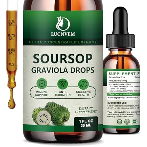 (2 Pack) Organic Soursop Graviola Liquid Drops, Soursop Extract Organic Pure for Natural Antioxidant, Cell Support & Regeneration, Immune Boost, Soursop Bitters Liquid Rich in Multivitamin - 2 FL OZ Cover