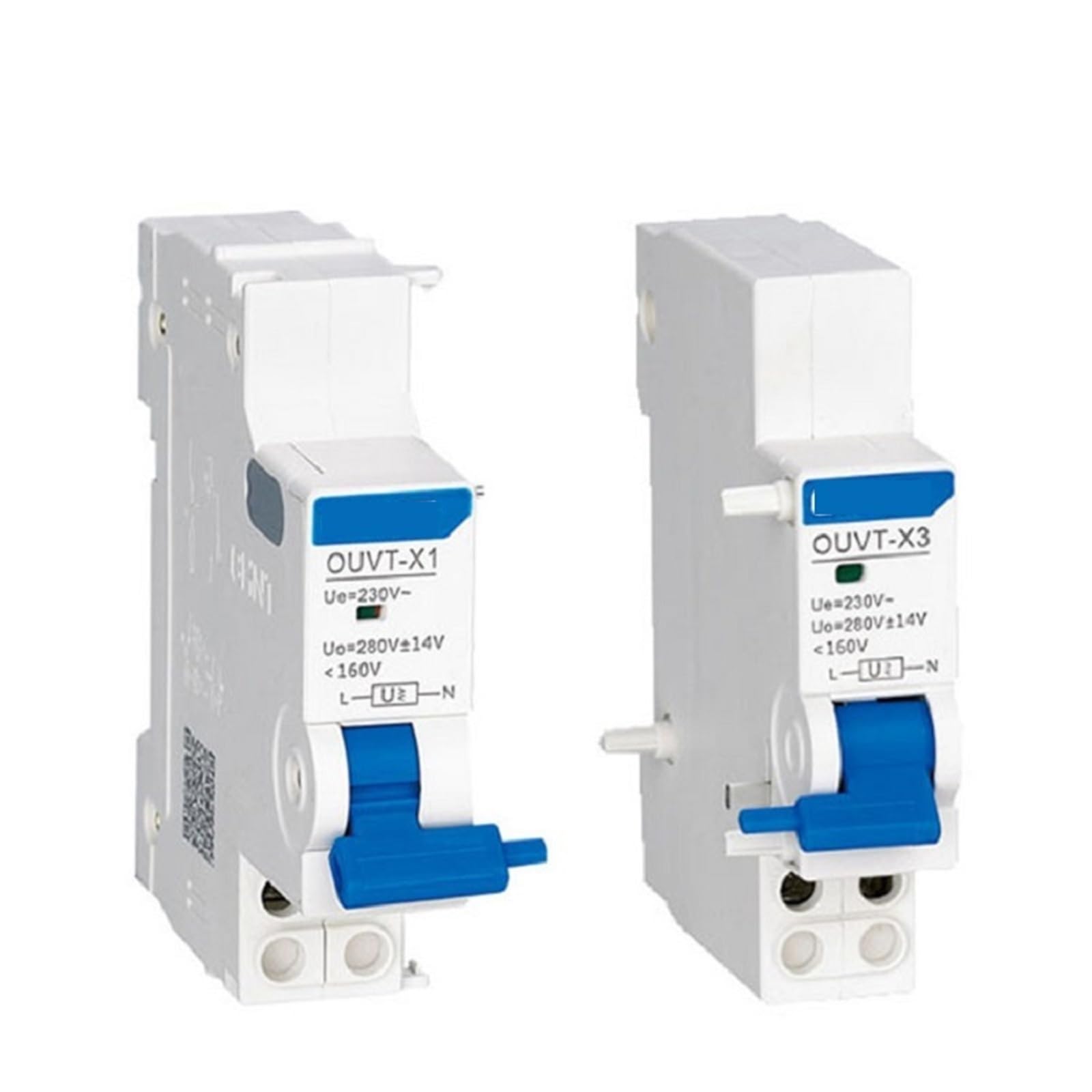 OUVT-X3 Über-/Unterspannungsauslöser Ue: AC 230 V 240 V, 50 Hz Uvo: 280 V Ui: 500 V (35% bis 70%) Ue MCB 1 Stk