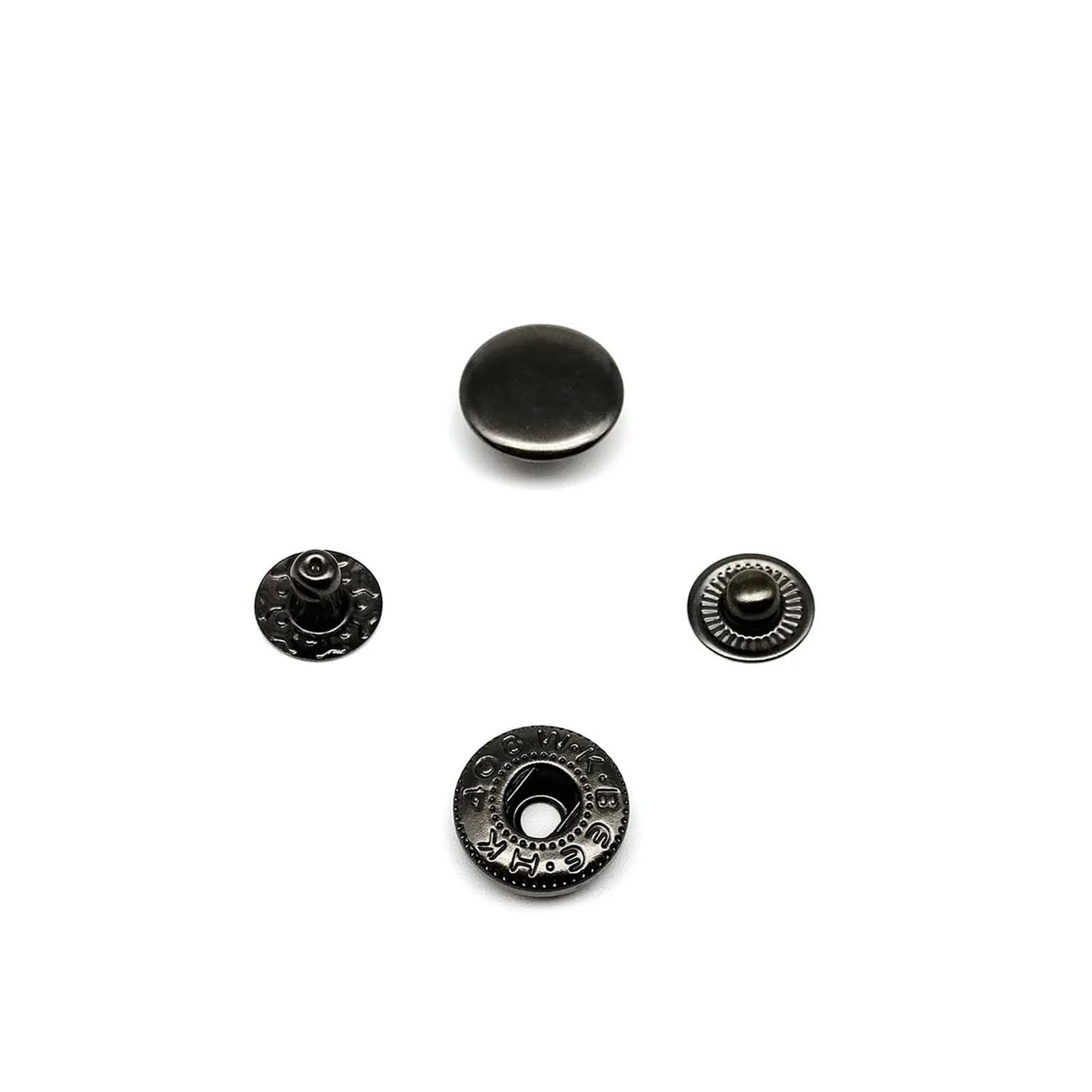 Metal Snap Buttons 250sets #655 Metal No Sewing Snap Fastener Button Press Popper Stud Leather Bag Clothes Jacket Repair Rivet DIY(655 10mm Gun Black)