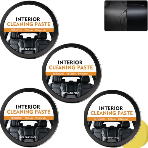 JASUBAI Detergente per interni auto, pasta per la cura della pelle, restauratore, in plastica, colore nero, per la rimozione dei graffi per pelle, plastica e vinile, per il cruscotto sbiadito (4 pezzi