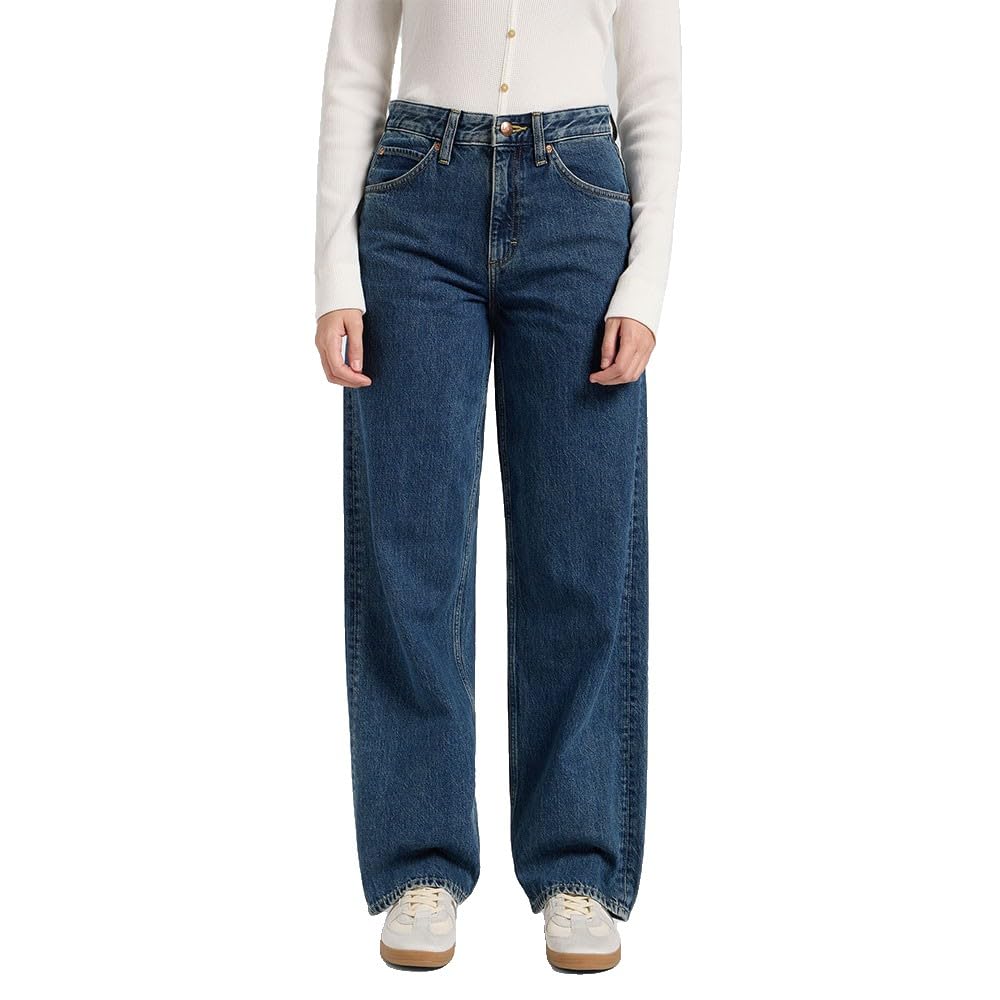 Lee Women's Rider Loose Straight Fit Straight Leg Jeans, Sharp Point, 26W x 31L