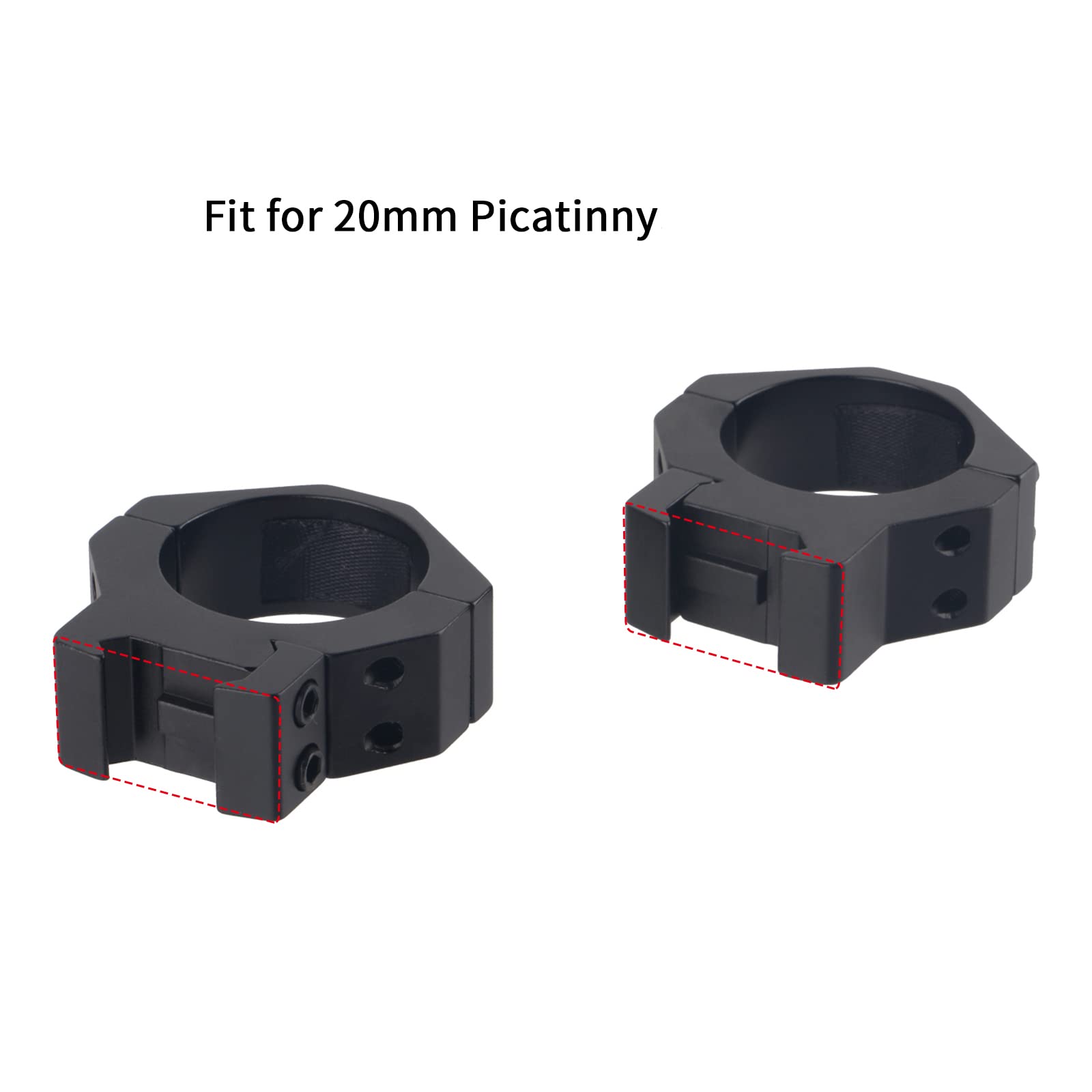 Anneaux De Montage Tactiques FOCUHUNTER 34 Mm – Profil Bas Pour Rail Picatinny 20 Mm, Aluminium Léger, Clé Hexagonale Incluse