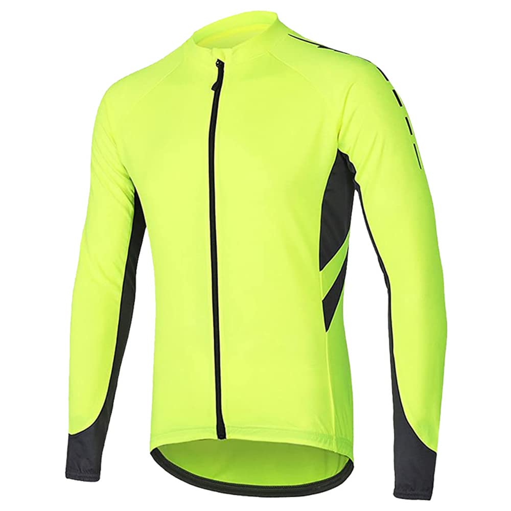 Meufam Men's Cycling Jacket Windbreaker Winter Thermal Running Jacket Reflective Softshell Breathable Bike Jacket Windproof (Green,X-Large,Male,Adult,US,Alpha,X-Large,Regular,Regular)