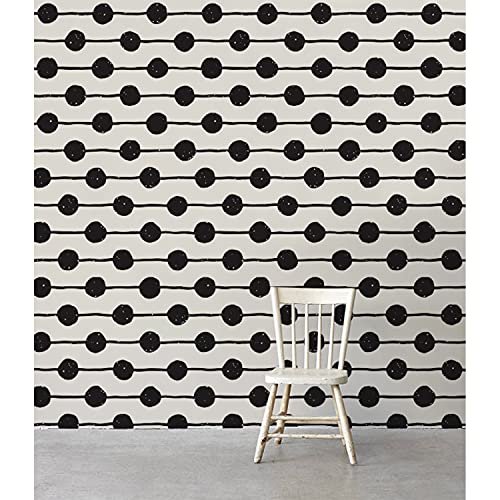 Papier peint lessivable dots bw chic 290x290cm pour masquer les murs abîmés - 2