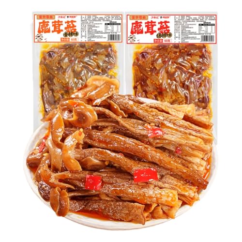 BaiLiSnacky Würziger Snack aus Hirschgeweihpilzen 60g*2Pack| latiao Pikant & aromatisch | Knuspriger asiatischer Pilz-Snack für unterwegs & zu Hause | Ideal als Beilage oder Snack
