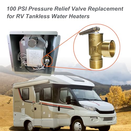 Image of 100 PSI Water Heater Pressure Relief Valve 3 /4 inch NPT Connection, Max Input 510,000 BTU /h, All Brass Body with Stainless Steel Spring Pressure Release Valve, Use for Cold & Hot Water System