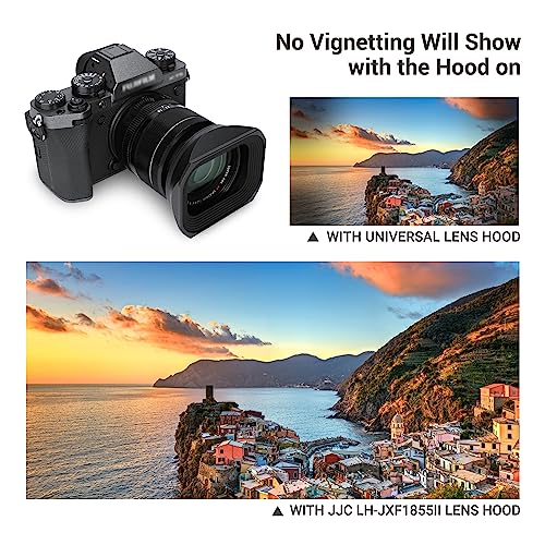 Image of JJC Metal Square Lens Hood Shade for Fuji XF 18-55mm f /2.8-4 R LM OIS Lens | for Fujifilm X-T5 X-T30 II X-T30 X-T20 X-T4 X-T3 X-S20 Camera with 18-55mm Kit Lens, for XF 14mm f2.8 R Lens, with Hood Cap