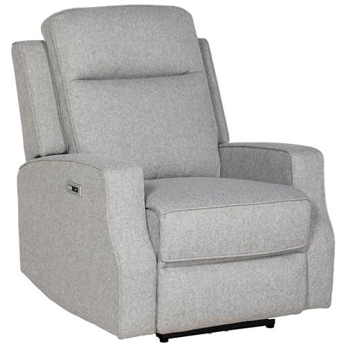 HOMCOM Electric Fabric Recliner Armchair, Reclining Chair with Adjustable Leg Rest, USB Port, for Limited Space Home Living Room, Grey HOMCOM Electric Fabric Recliner Armchair, Reclining Chair with Adjustable Leg Rest, USB Port, for Limited Space Home Living Room, Grey