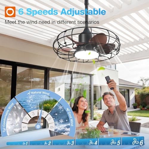 20" addlon IP65 Waterproof Plug-In Outdoor Ceiling Fan w/ Light & Remote - image 3