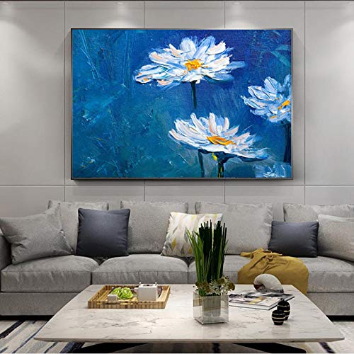 Amazon｜絵画絵絵画インテリアプリントブルーデイジーポスター花の絵壁