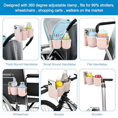 Accmor Stroller Cup Holder with Phone Holder, Bike Cup Holder, Universal Cup Holder for Uppababy Nuna Doona Strollers, 2-in-1 Cup Holder for Walker, Wheelchair, Scooter by Accmor - Image 6