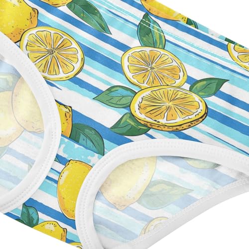 Wusikd Lemons Lemon Slices Girls' Underwear Cotton Blue Stripe Girls Briefs Soft Toddler Underwear 2T4