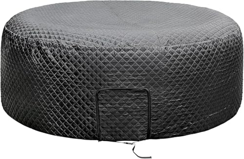 180cm Universal Round Thermal Hot Tub Cover - Insulated Inflatable Hot Tub Thermal Cover with Zipper Door - Outdoor Spa Covers-Extra Insulation and Dustproof